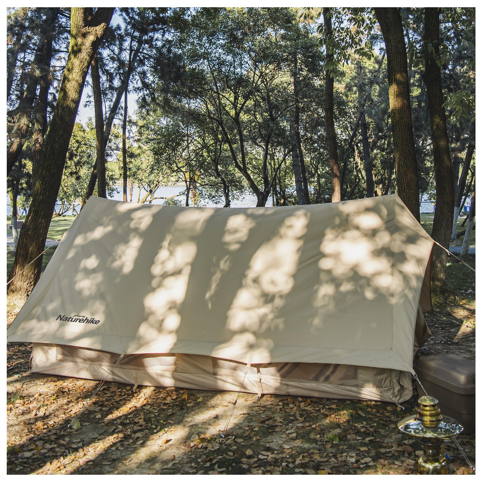Naturehike Extend 2 Person Canvas Tent, Breathable 4 Season Tent, Glamping Cotto
