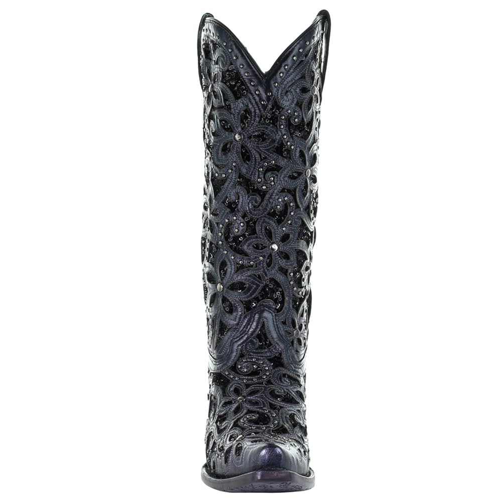 CORRAL LD BLACK INLAY & EMBROIDERY & STUDS, Size: 6, Width: M (A3752-LD-M-6), view 5