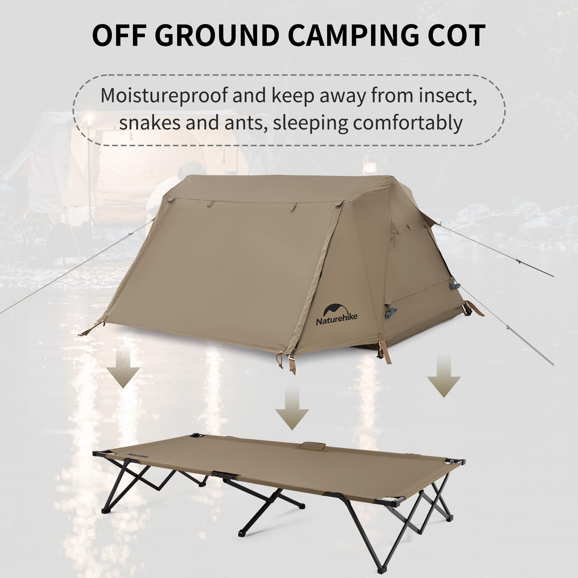 Naturehike Cot Tent for Camping,Easy Setup Pop up Tents for Camping, 1 Person 6