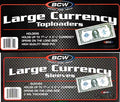 10 Top Load Currency Rigid Holders for Large Bills Including 10 Large Bill Sleev