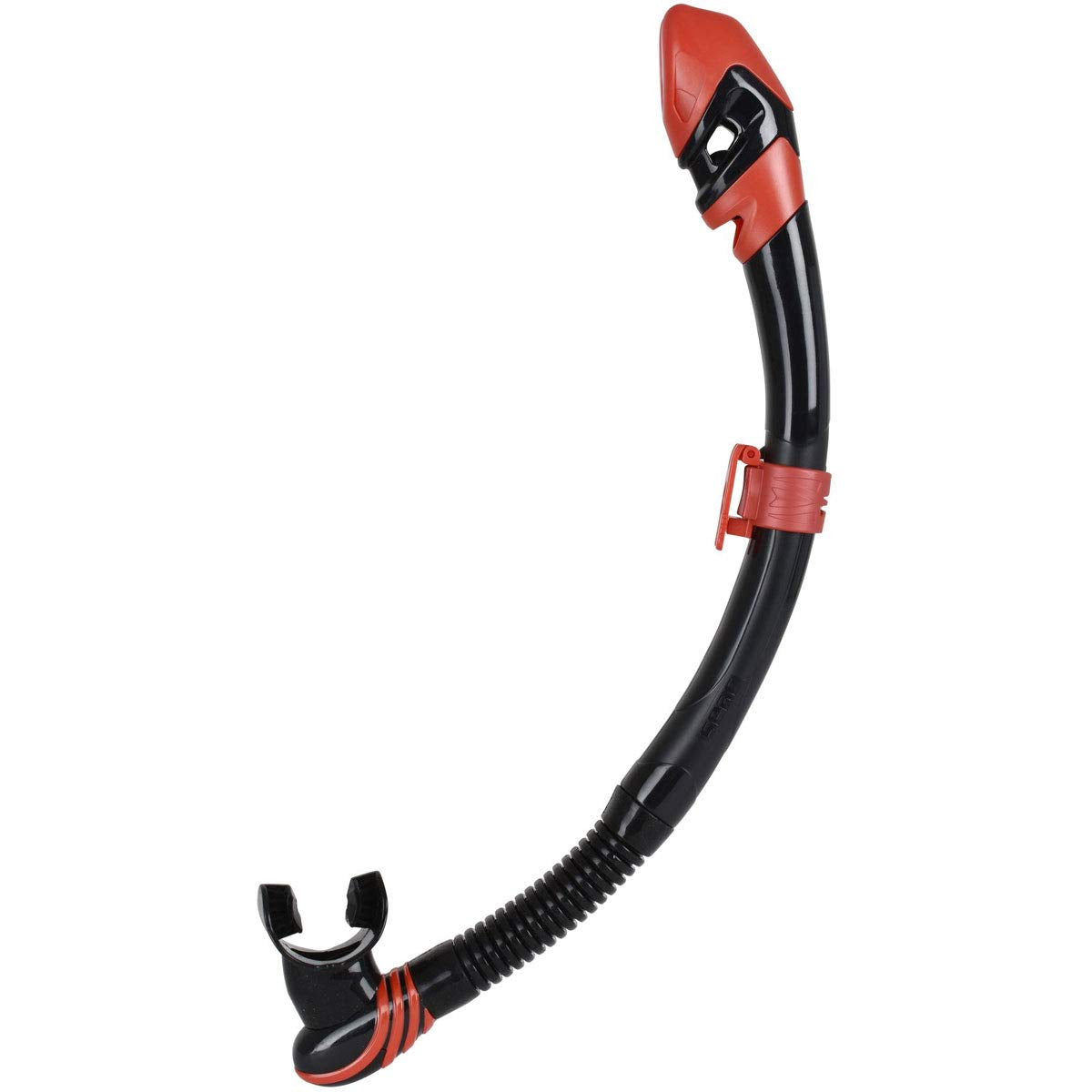 SEAC Vortex Dry Adult Scuba Diving and Snorkeling Dry Snorkel, Black/Metal red,