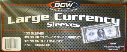 10 Top Load Currency Rigid Holders for Large Bills Including 10 Large Bill Sleev