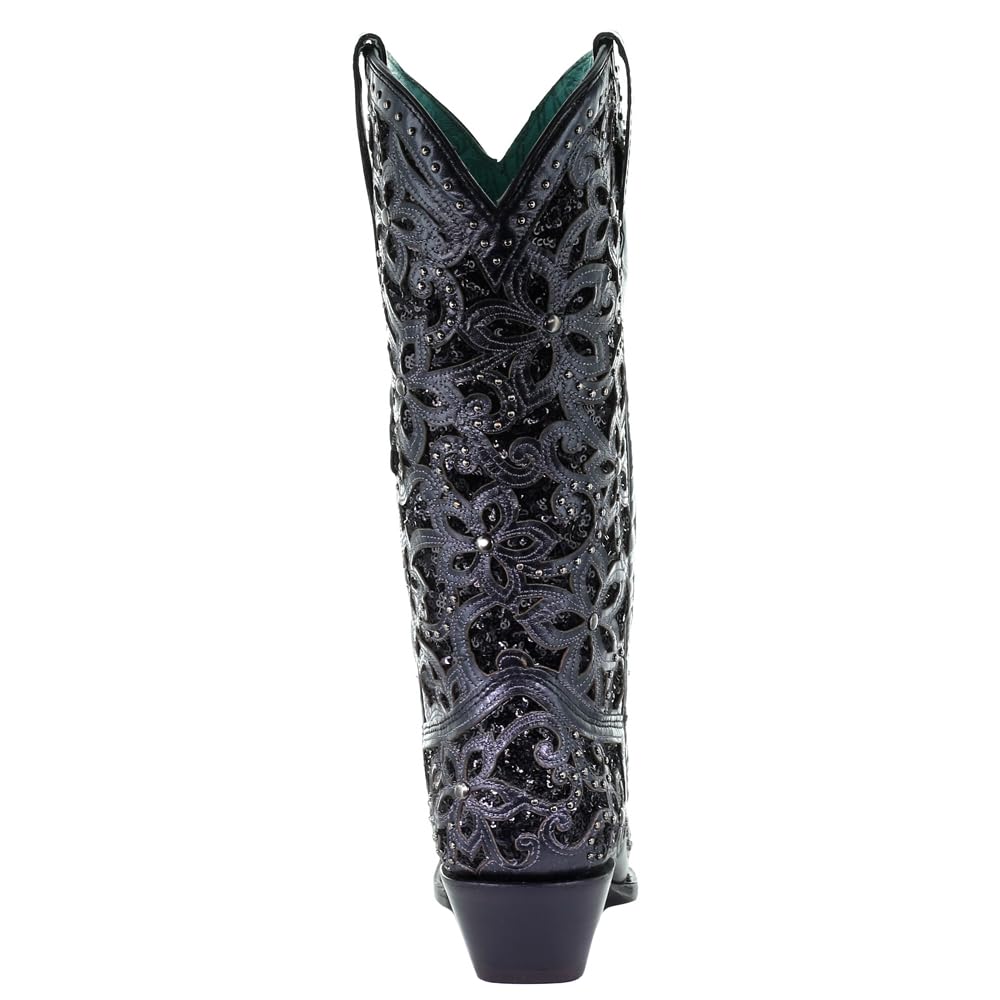 CORRAL LD BLACK INLAY & EMBROIDERY & STUDS, Size: 10, Width: M (A3752-LD-M-10), view 3