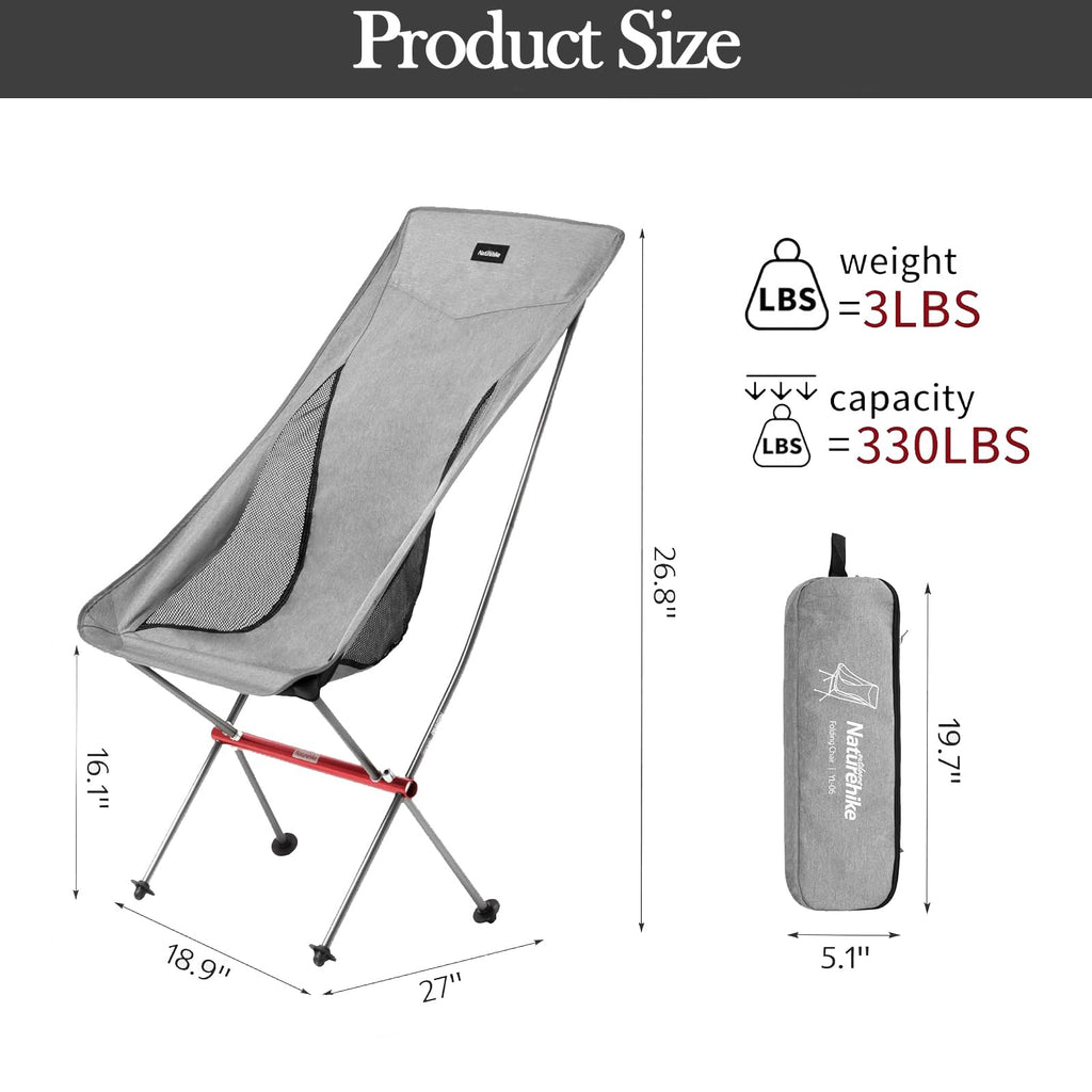 Naturehike Camping Chair, Foldable Chair with Storage Bag, Outdoor Portable Chai, view 2