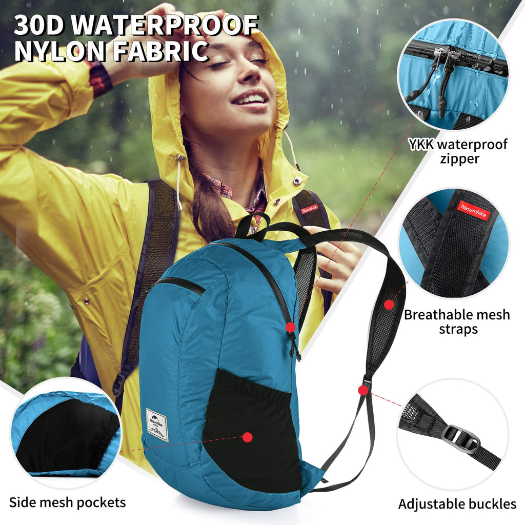 Naturehike 18L Hiking Daypack, Waterproof Travel Backpack, Lightweight Packable, view 2