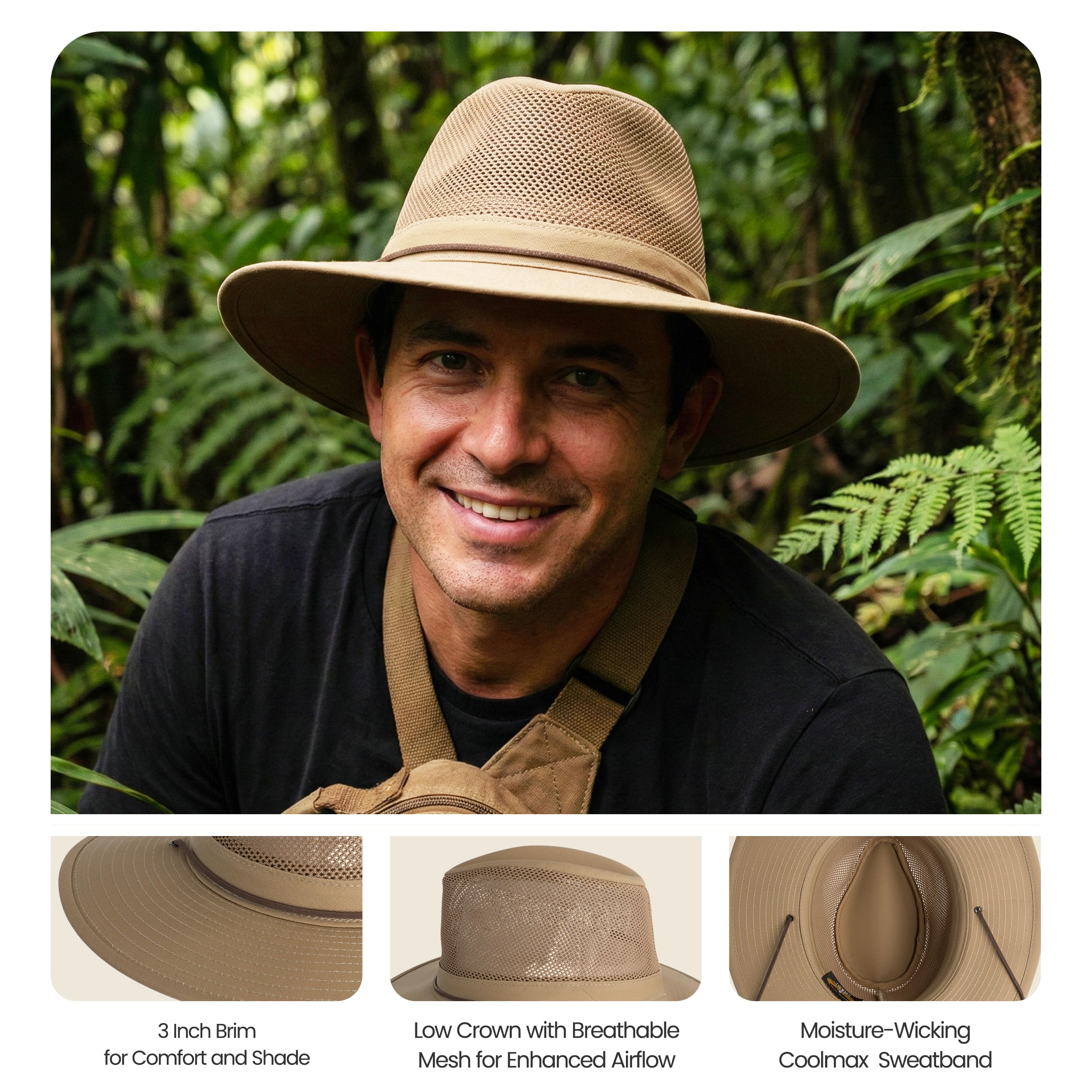 Henschel Hats Pathfinder Breezer - Wide-Brim Sun Hat for Men | Durable Chincord,