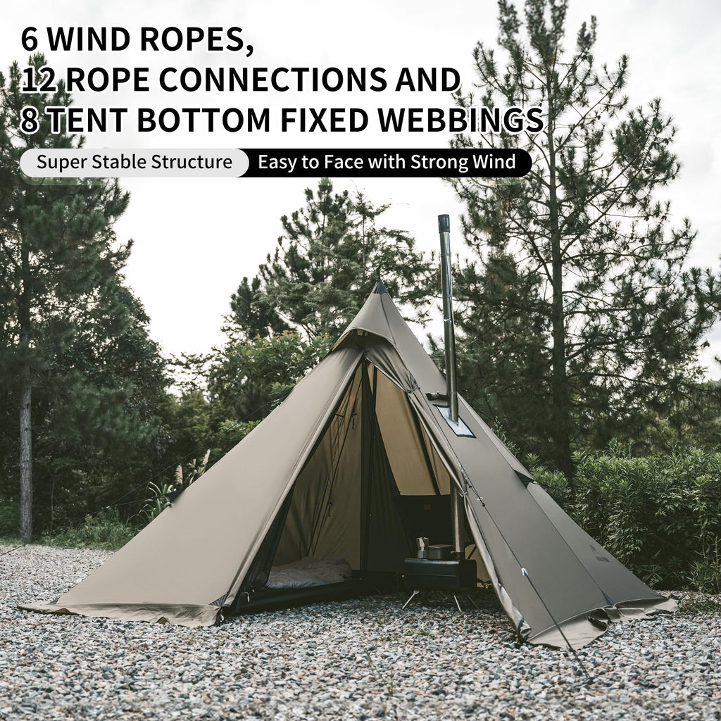 Naturehike Ranch Fire Teepee Tent with Mesh Inner Tent, 4 Season Hot Tent with S, view 8