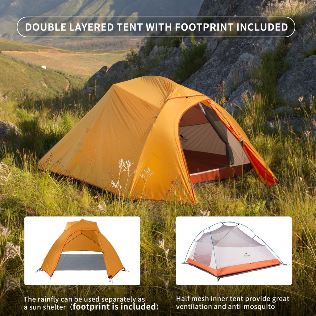 Naturehike Cloud-Up 3 Person Lightweight Backpacking Tent with Footprint - 3 Sea, view 4