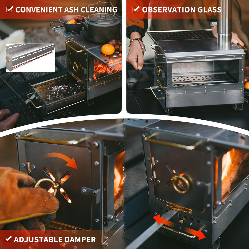Naturehike Icefield Hot Tent Stove, Tabletop Camping Stove with Chimney Pipes, O, view 4