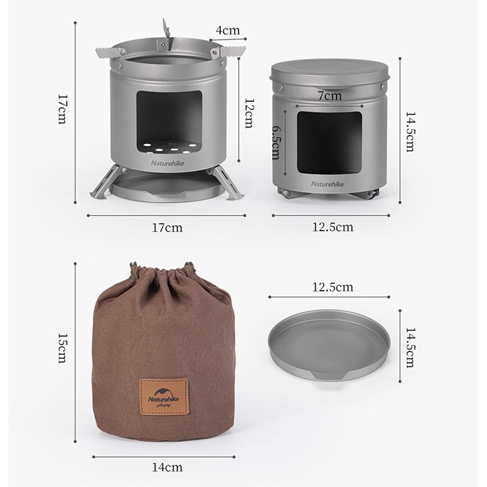 Naturehike Outdoor Camping Stove Titanium Wood Burning Stove for Hiking Backpack