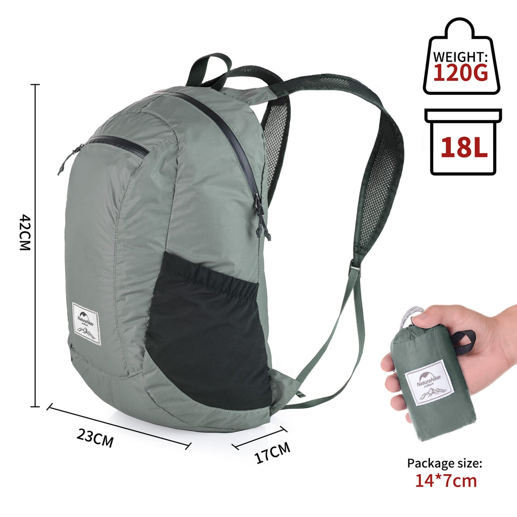 Naturehike 18L Hiking Daypack, Waterproof Travel Backpack, Lightweight Packable, view 3