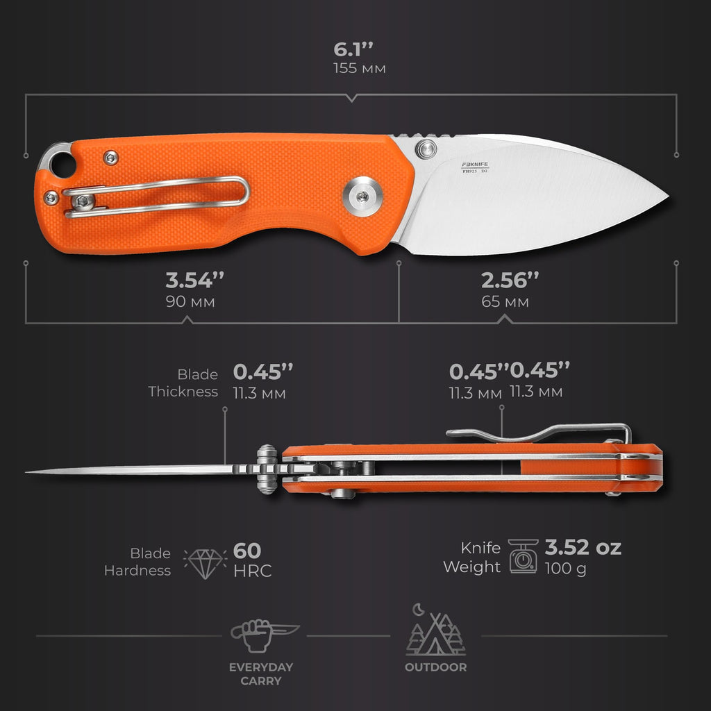 Firebird GANZO FH925-OR Small Pocket Folding Knife Button Lock D2, view 2