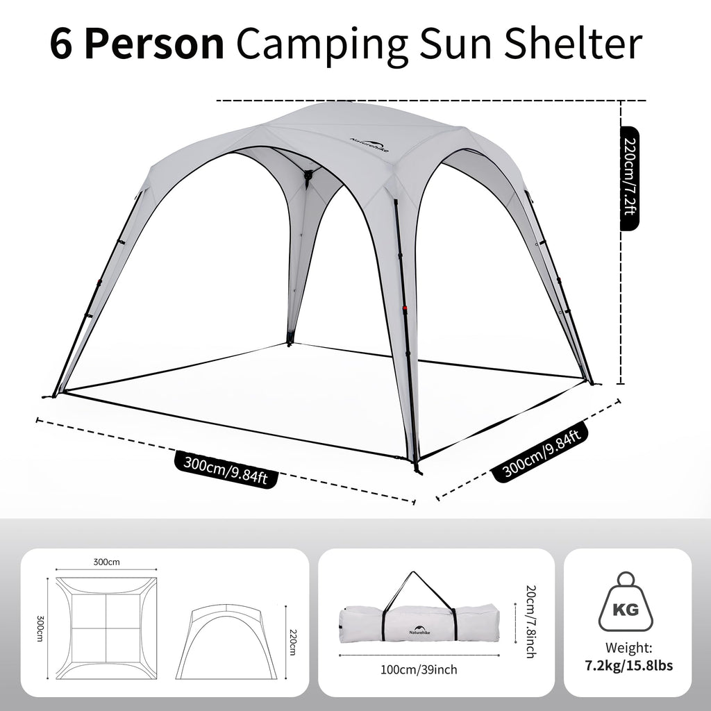 Naturehike Canopy Tent 10 x 10, 60S Easy Setup Instant Pop up Tent, Camping Sun, view 2