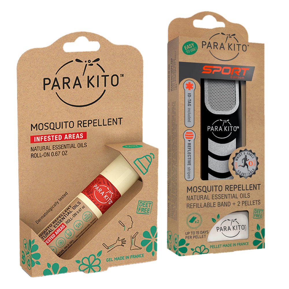 PARA'KITO Mosquito Repellent Bundle - 1 Roll-on Gel | 1 Black Sport Band