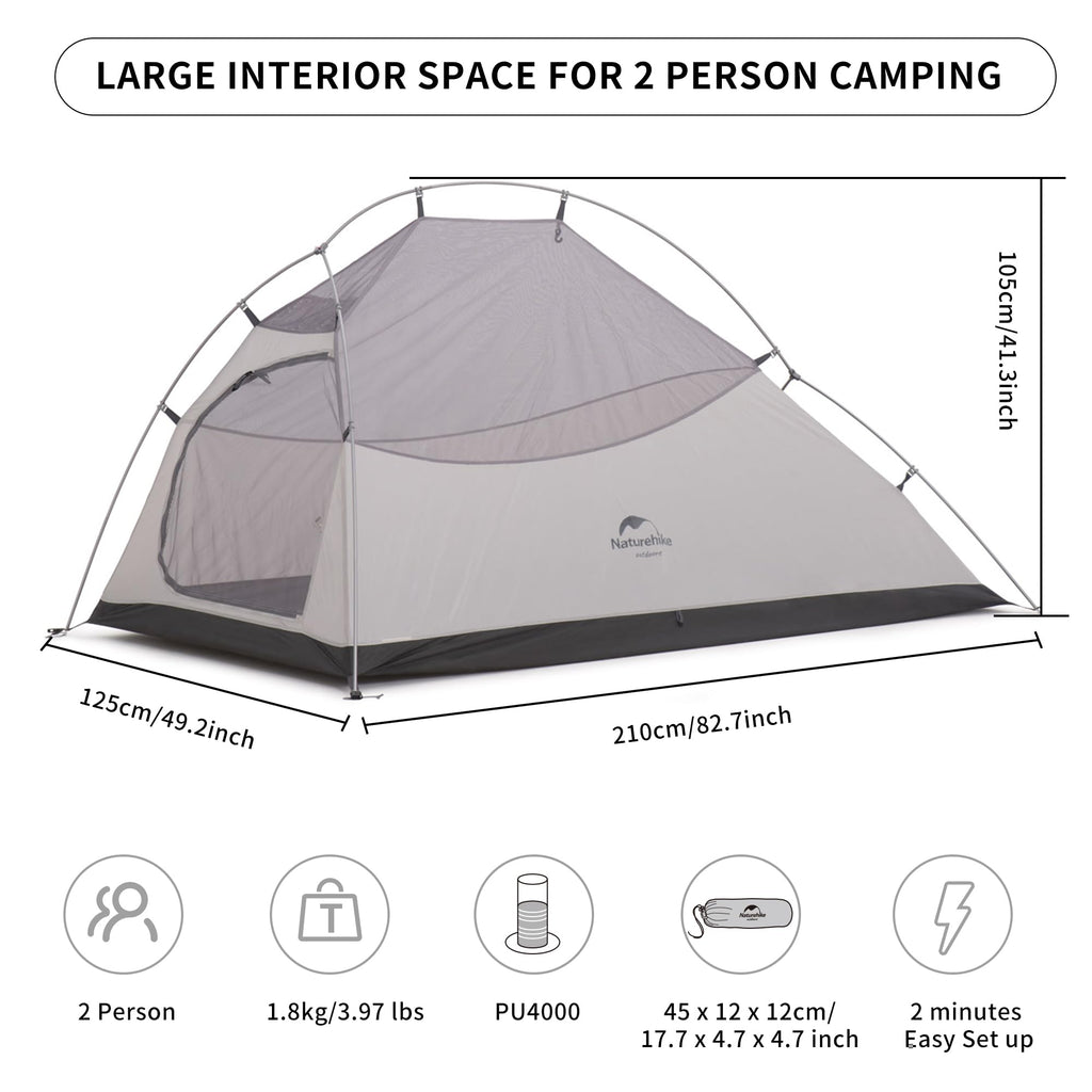 Naturehike Cloud-Up 2 Person Tent Lightweight Backpacking Tent with Footprint -, view 2