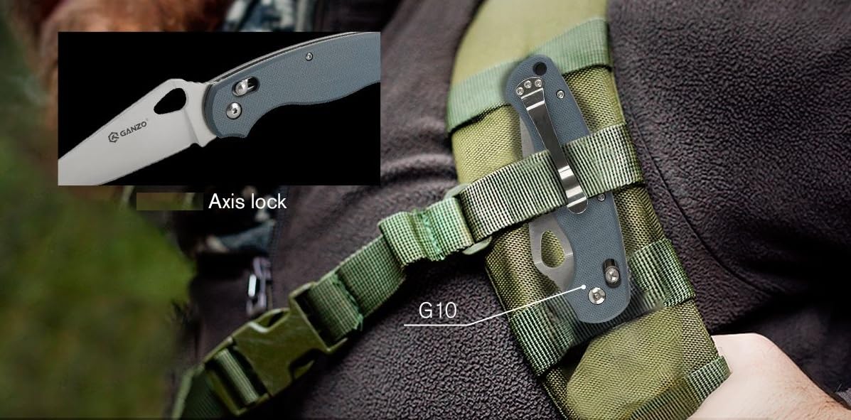 Ganzo G729-GY Folding Pocket Knife 440C Stainless Steel Blade G10