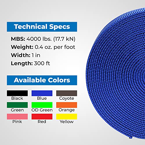Rock-N-Rescue Heavyweight Nylon Tubular Webbing Blue 100 ft Bundle w/Elite Screw, view 4