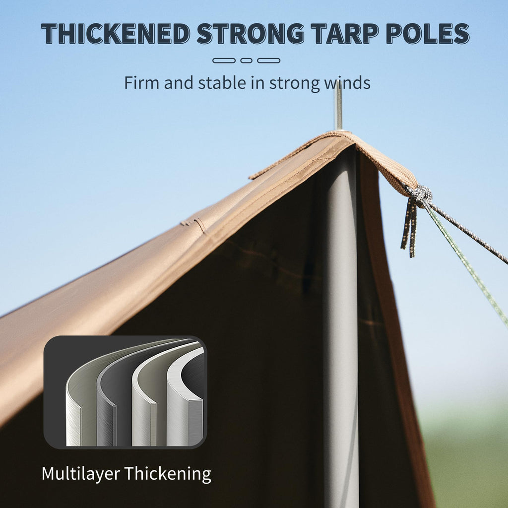Naturehike Cloud Skies Camping Tent Tarp with Poles, Waterproof PU 18000mm+ Rain, view 7