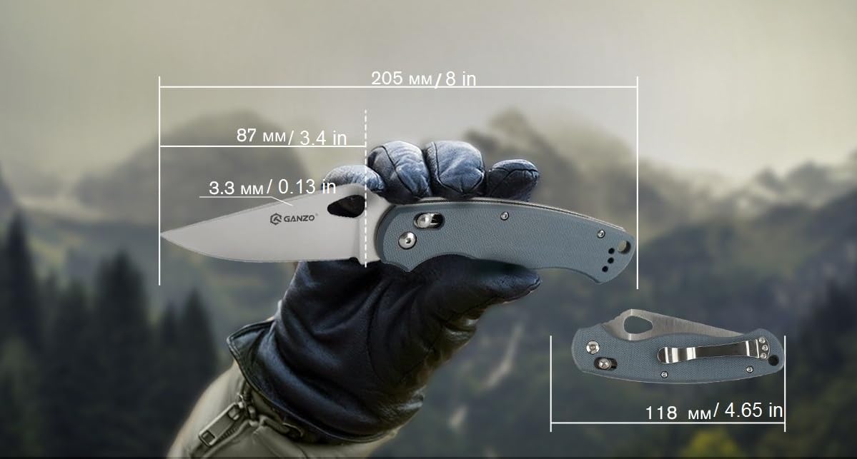 Ganzo G729-GY Folding Pocket Knife 440C Stainless Steel Blade G10