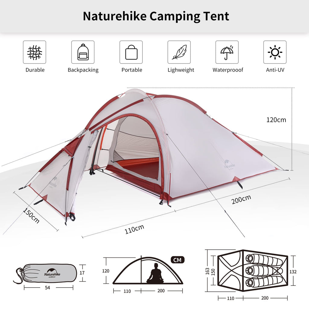 Naturehike Ango Camping Tent,3 Person 4 Person Instant Cabin Tent,Easy Setup Pop, view 4
