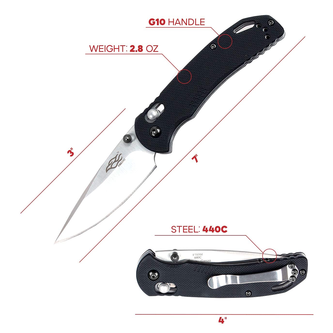 Firebird GANZO F753M1 Pocket Folding Knife G-10 Anti-Slip