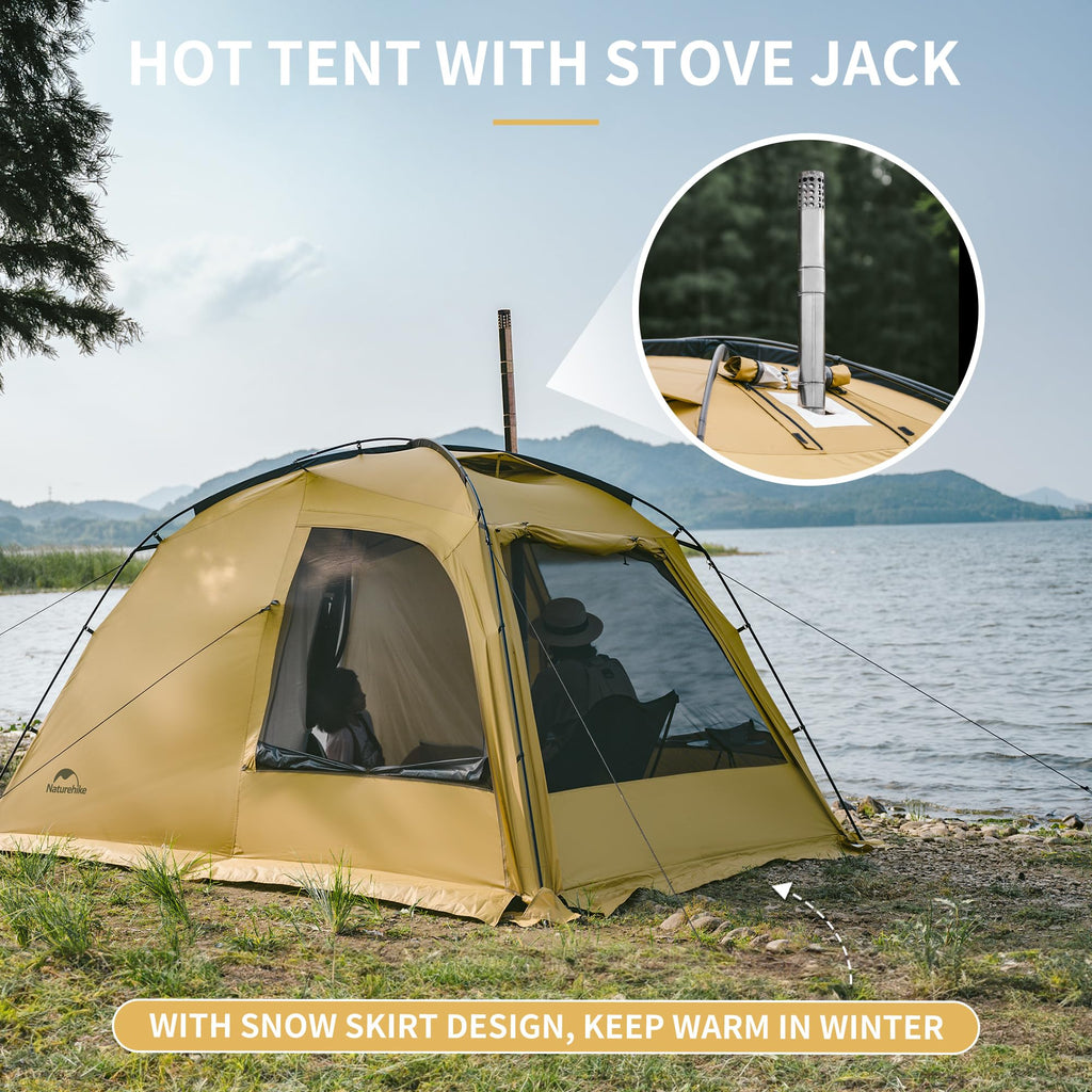 Naturehike Massif Hot Tent with Stove Jack, 4 Season Tent for 2-4 Person, UPF50+, view 3