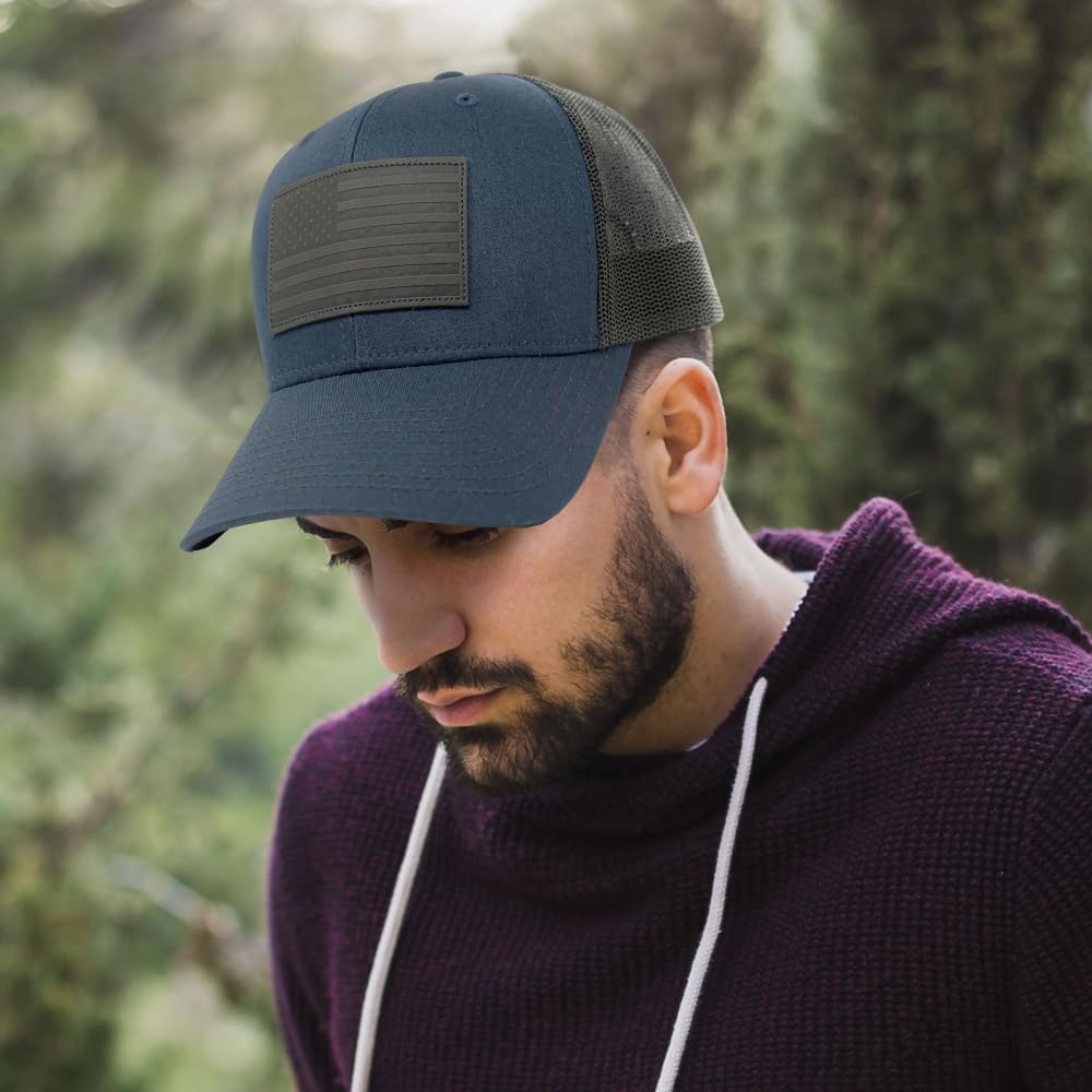 13 STRIPES American Flag Hat – Leather Patch Mesh Back Snapback Hat for Men & Wo, view 7