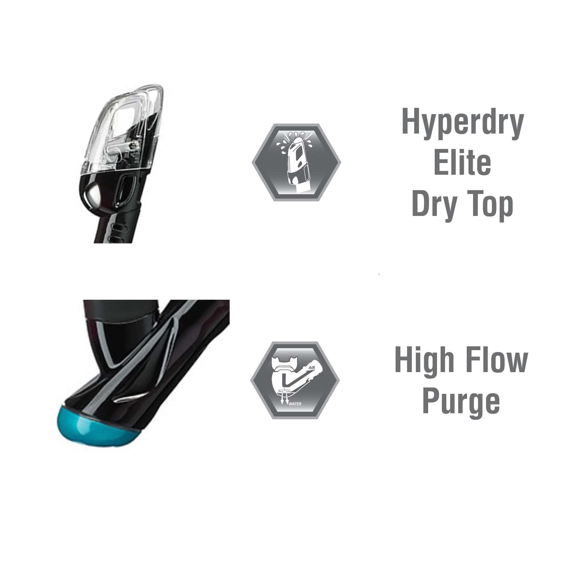 TUSA Sport Adult Powerview Mask, Dry Snorkel, and Fins Travel Set, Medium, Black