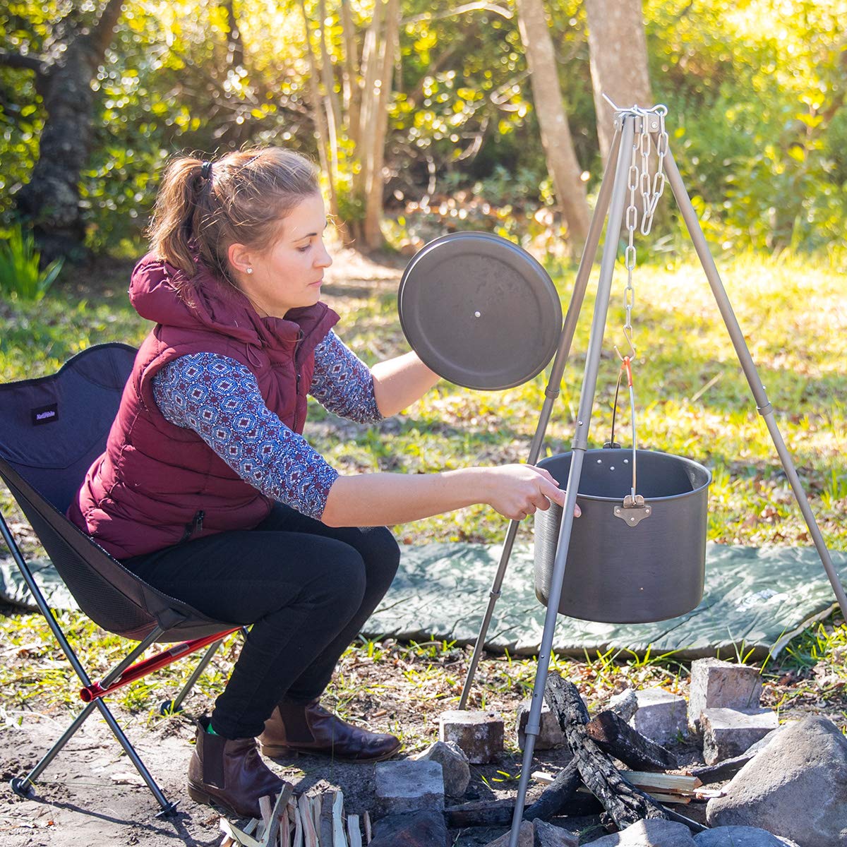 Naturehike 10.5 Quart Aluminum Hanging Pot, 6-8 Person Portable Camping Pot with