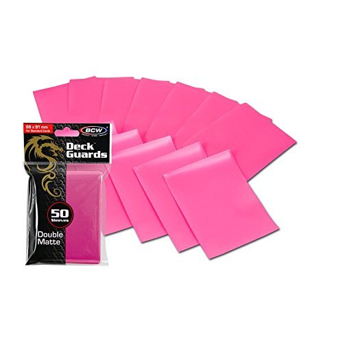 50 Premium Pink Double Matte Deck Guard Sleeve Protectors for Gaming Cards