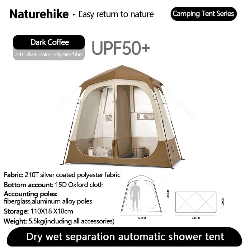 Naturehike Wet Dry Separation Pop Up Privacy Shower Tent Portable Toilet Outdoor, view 2