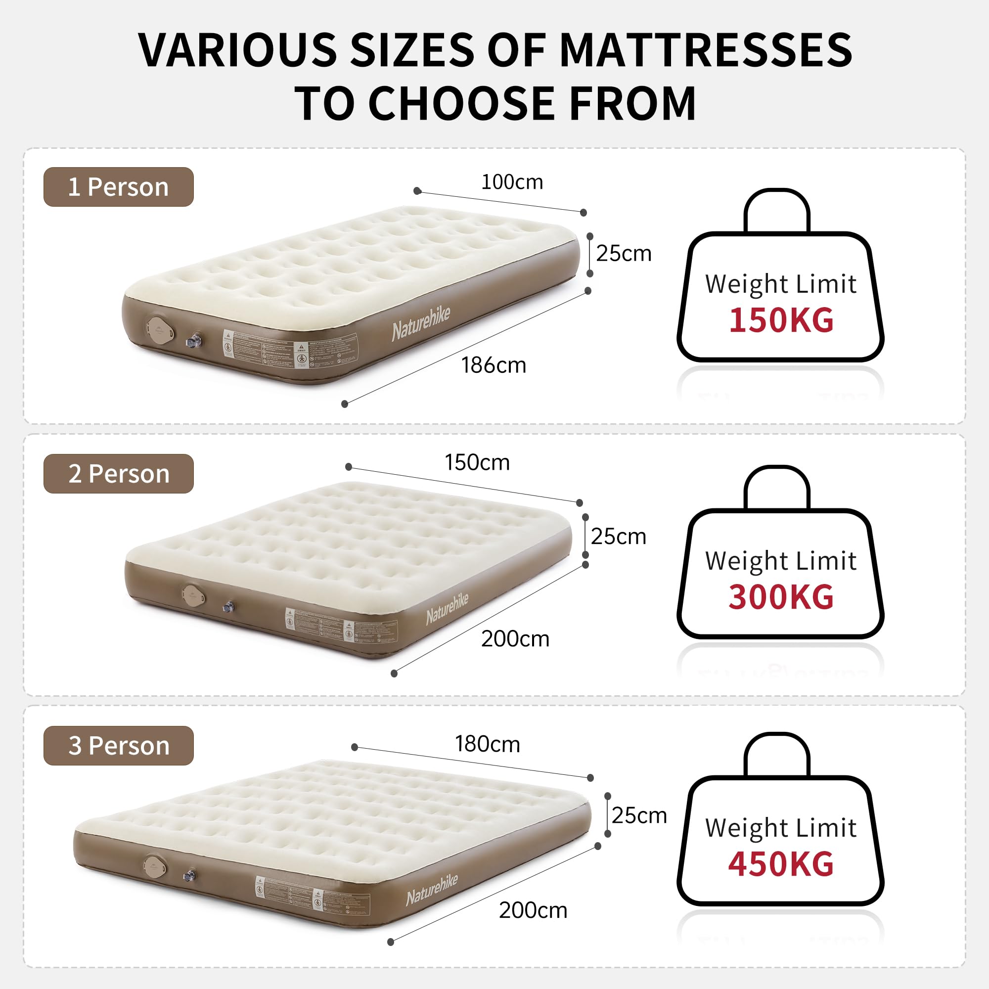 Naturehike Luxury Air Mattress Queen Size with Removable Built-in Electric Pump,
