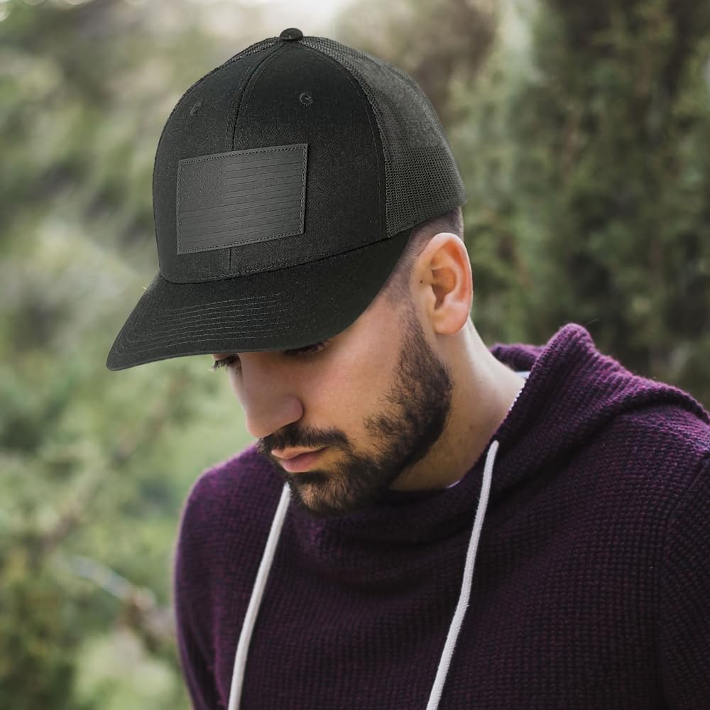13 STRIPES American Flag Hat – Leather Patch Mesh Back Snapback Hat for Men & Wo, view 7