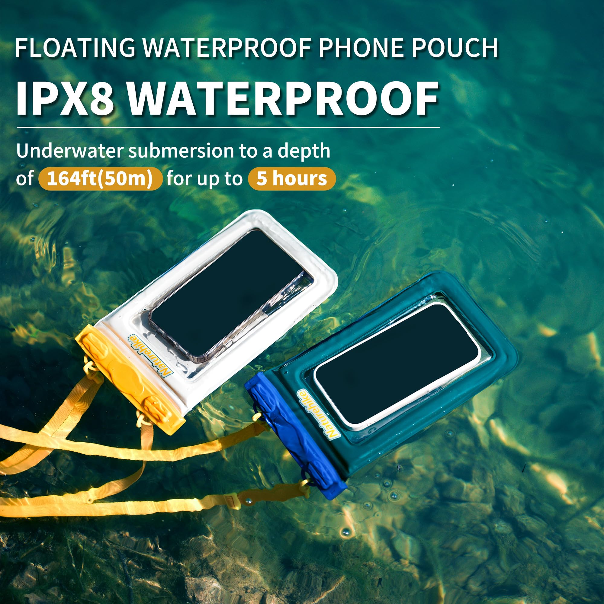 Naturehike IPX8 Floating Waterproof Phone Pouch, Waterproof Phone Case with Lany