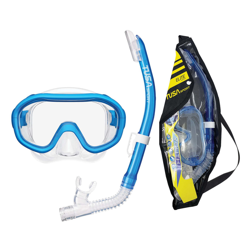 TUSA Sport Mini-Kleio Junior Mask and Snorkel Combo (w/Reusable Bag), Clear Blue