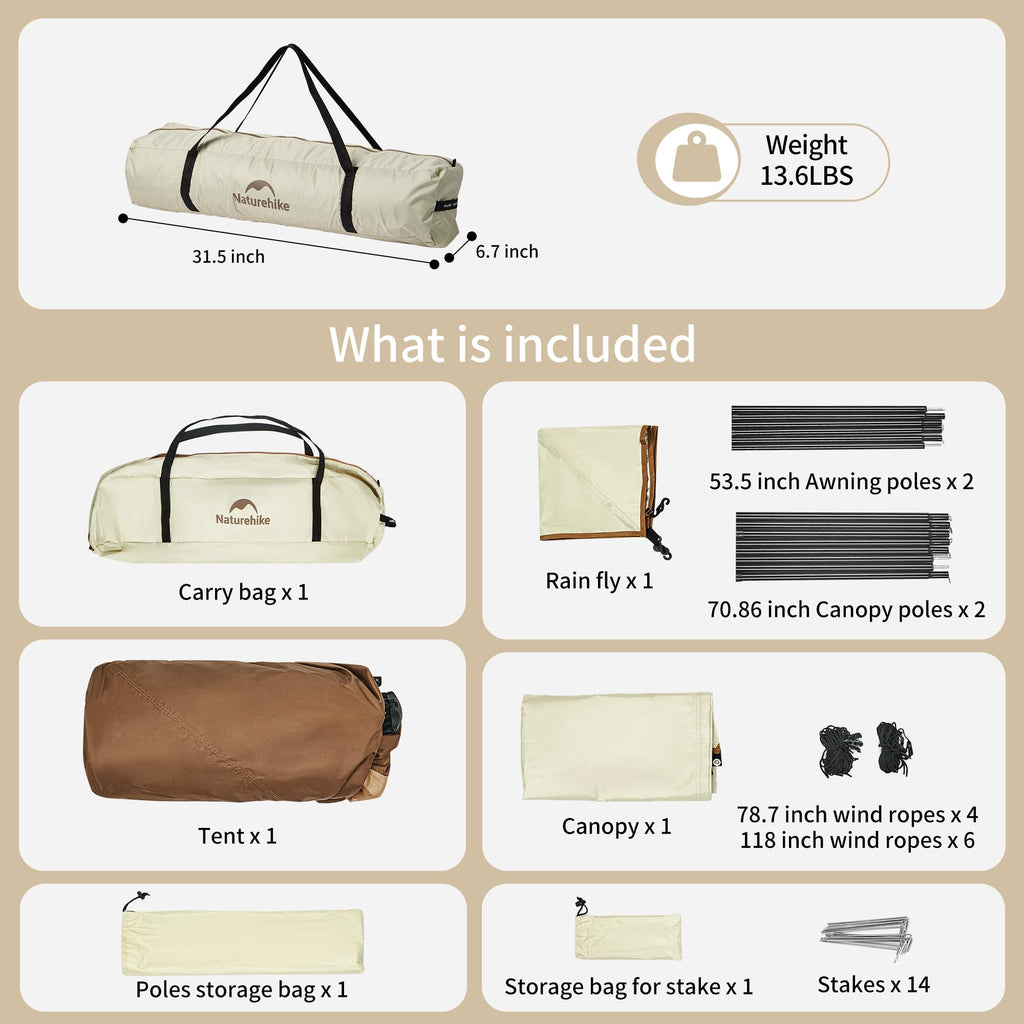 Naturehike Ango Picnic 3 Person Tent, Instant Pop up Tents for Camping, 3 Person, view 7
