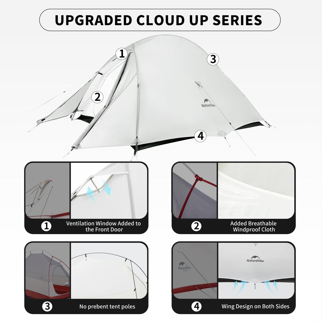 Naturehike Cloud UP UL 2 Person Backpacking Tent, Double Layer Two Person Tent w, view 4