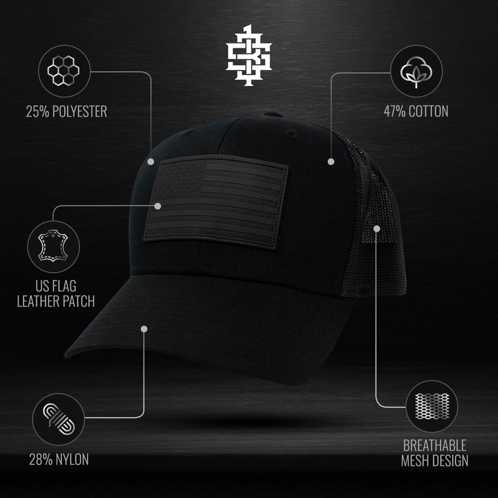13 STRIPES American Flag Hat – Leather Patch Mesh Back Snapback Hat for Men & Wo, view 7