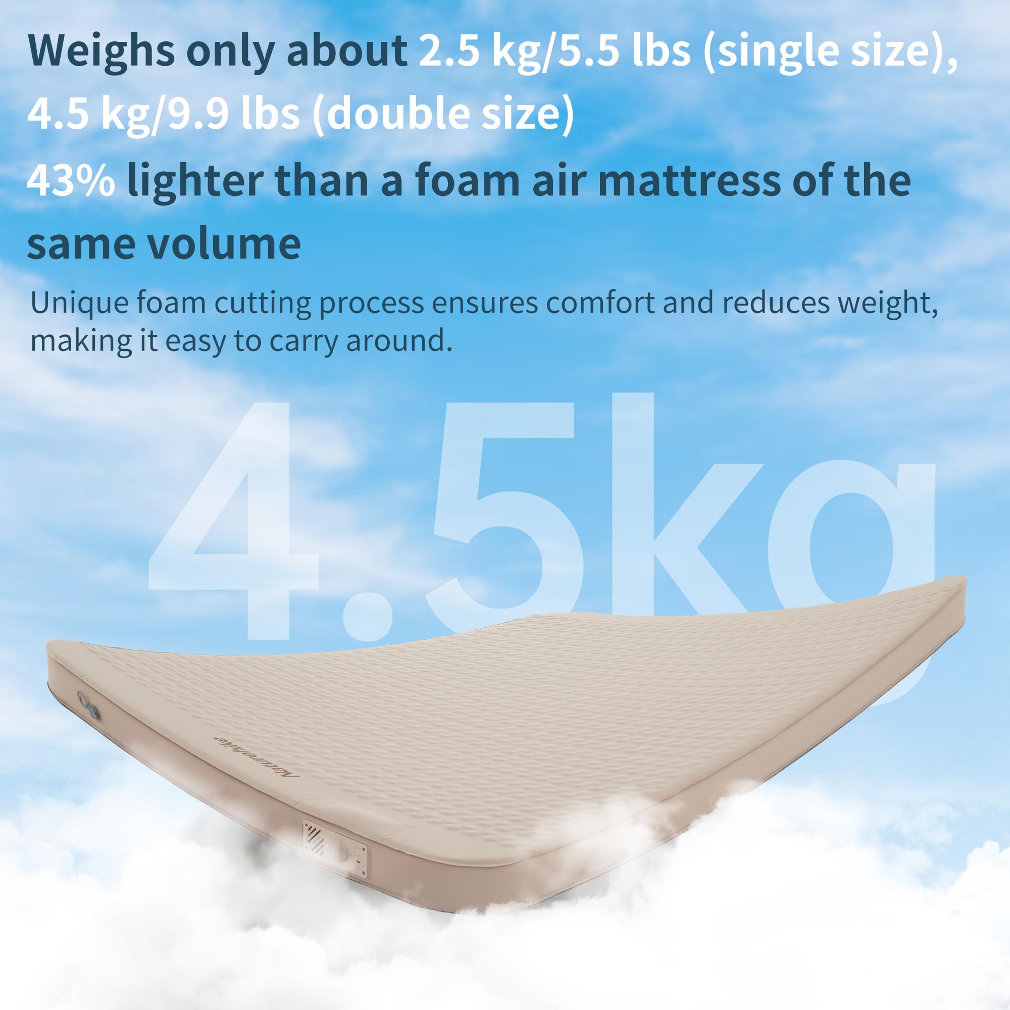 Naturehike 4.72’’ Thick Self-Inflating Sleeping Pad with Lighter Foam and Electr