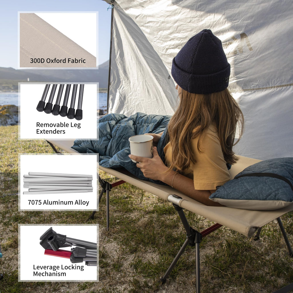 Naturehike ArmyWild Folding Camping Cot, Height Adjustable Ultralight Backpackin, view 2