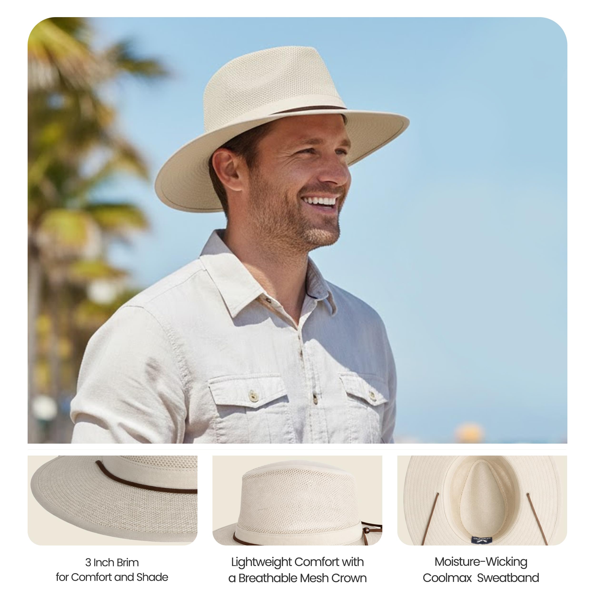 Henschel Hats Aussie Breezer Original - Wide-Brim Sun Hat for Men with Adjustabl