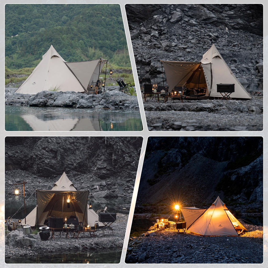 Naturehike Ranch 4 Person Teepee Tent, 4 Season Tent with Snow Skirt, Waterproof, view 7