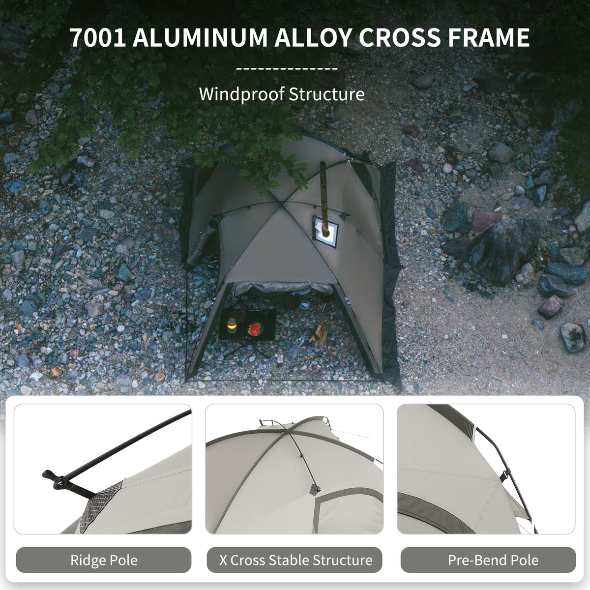 Naturehike Massif Hot Tent with Stove Jack, 4 Season Tent, 2-4 Person Camping Te