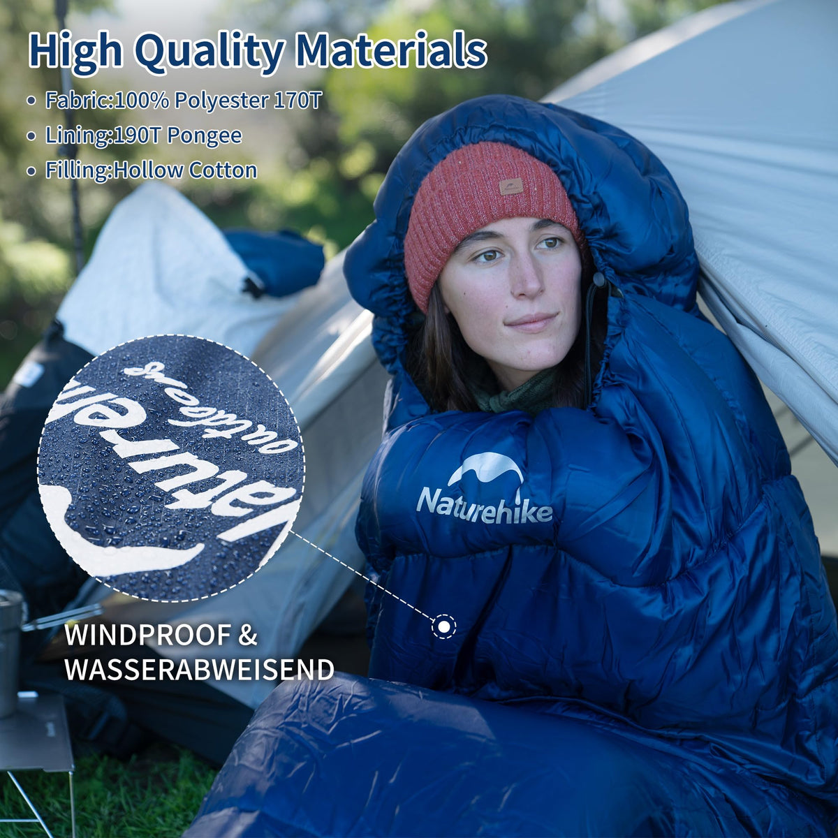 Naturehike Camping Sleeping Bag, Portable Cotton Sleeping Gear for Adults 3 Seas