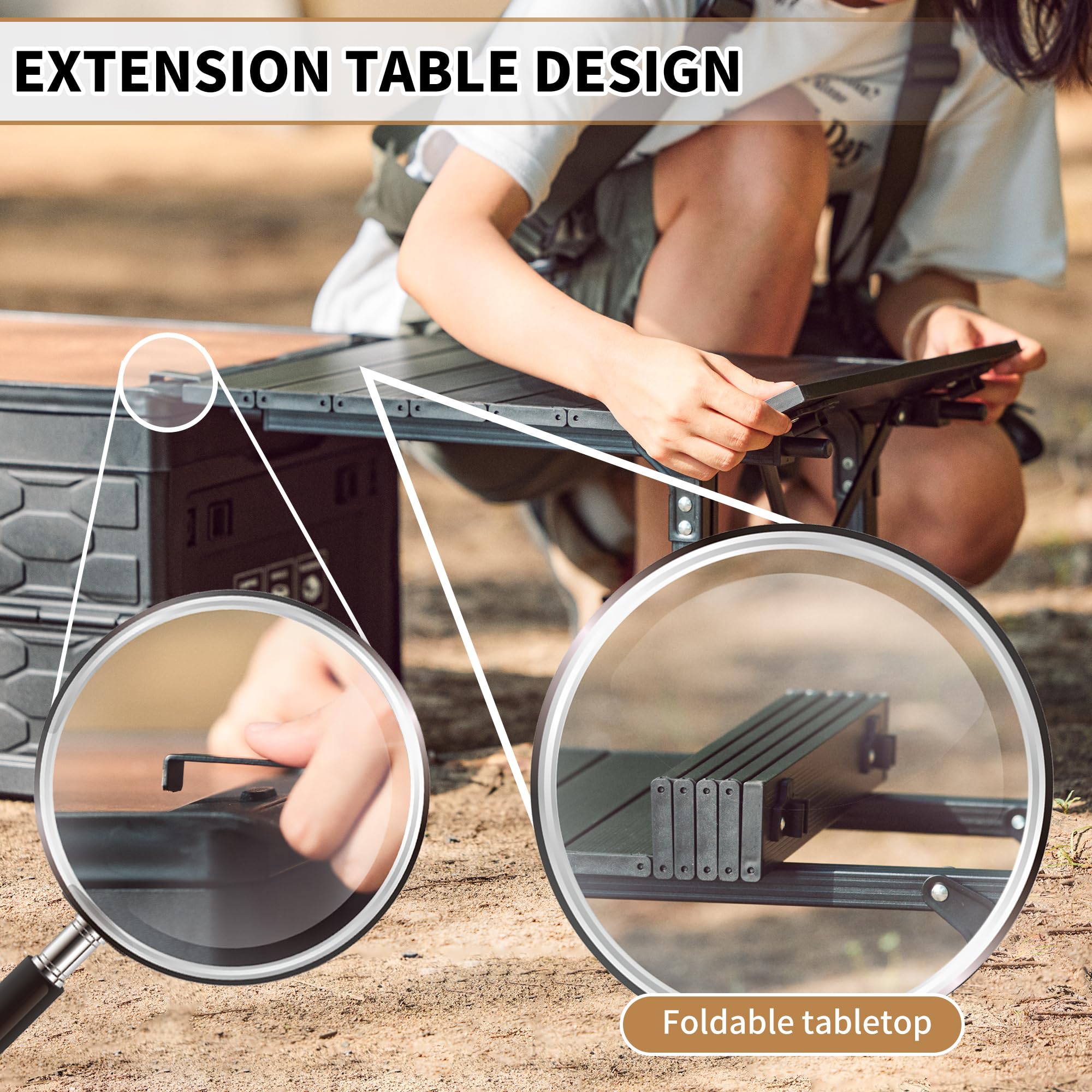 Naturehik Lispace Camping Table with Storage Box, 50L Collapsible Trunk Organize