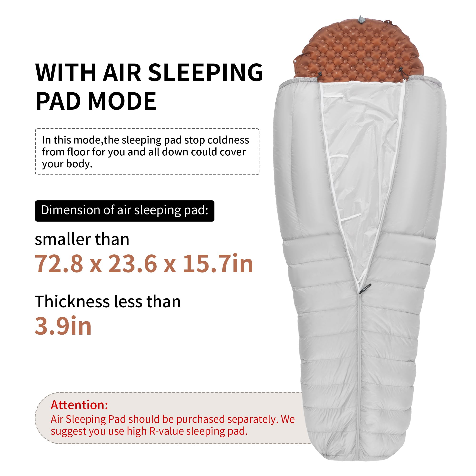 Naturehike 0 Degree Ultralight Down Sleeping Bag Quilt 27 oz., 750FP Lightweight