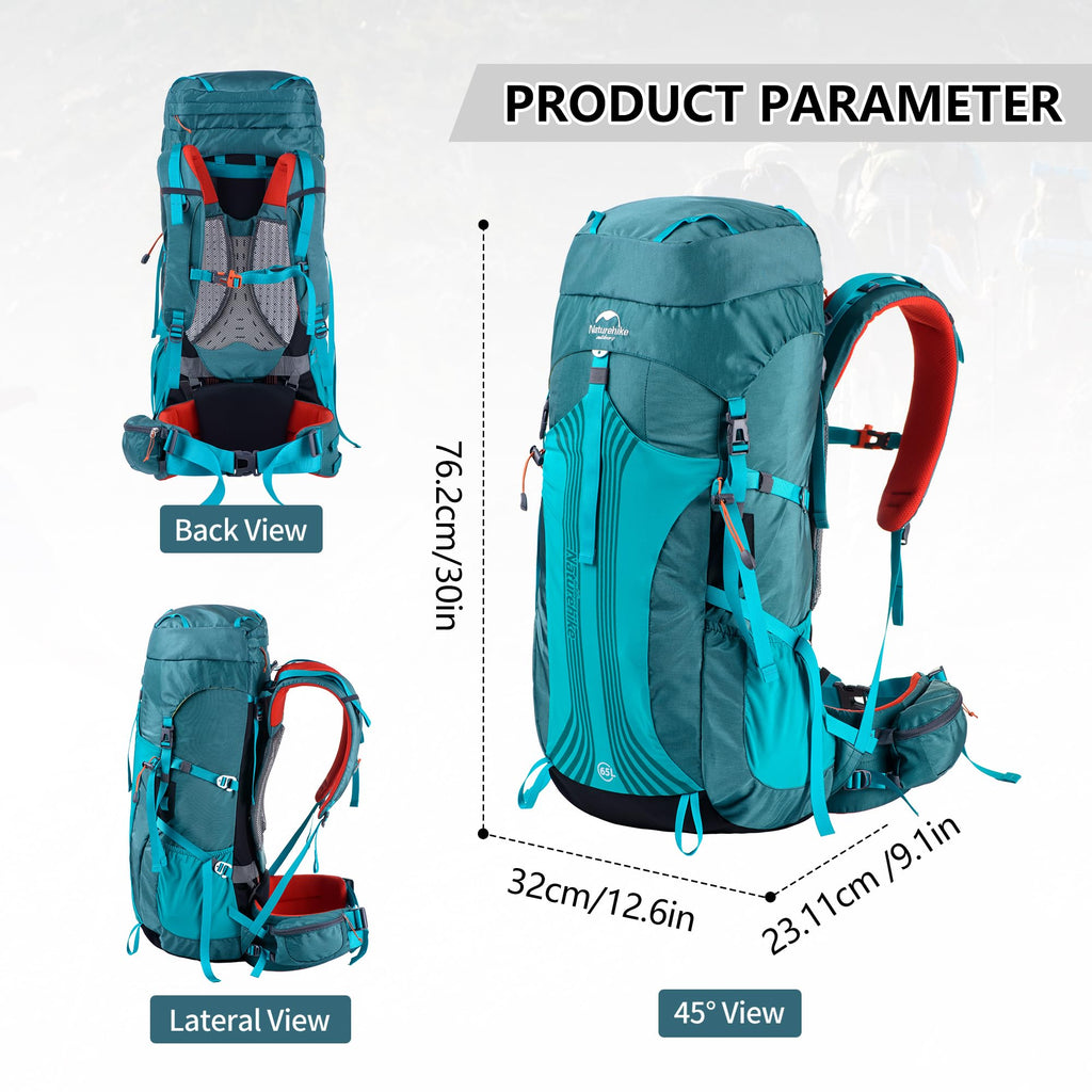 Naturehike 55L Internal Frame Backpack, Travel backpack, Backpacking backpack, f, view 2