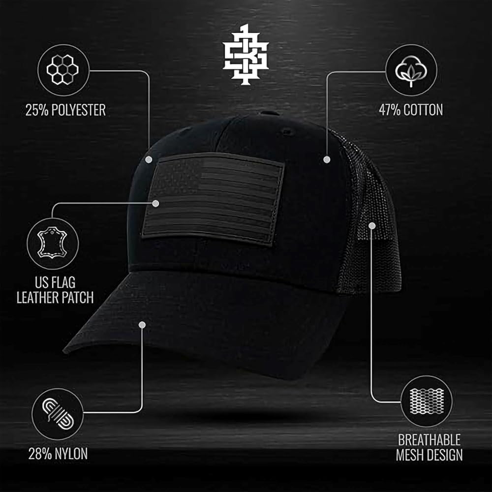 13 STRIPES American Flag Hat – Leather Patch Mesh Back Snapback Hat for Men & Wo, view 5