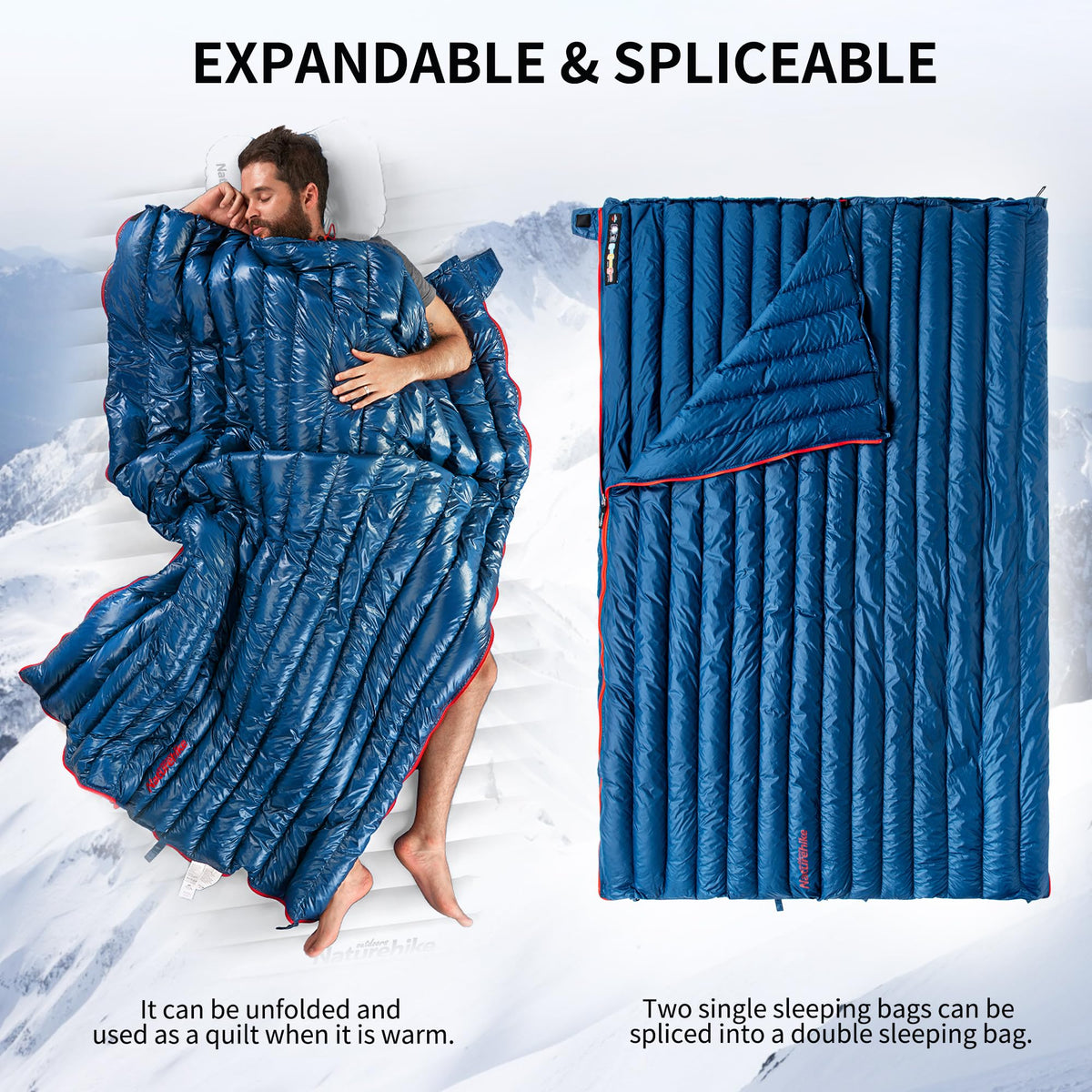 Naturehike 1.74lbs Ultralight Sleeping Bag, 750 Fill Power Duck Down Sleeping Ba