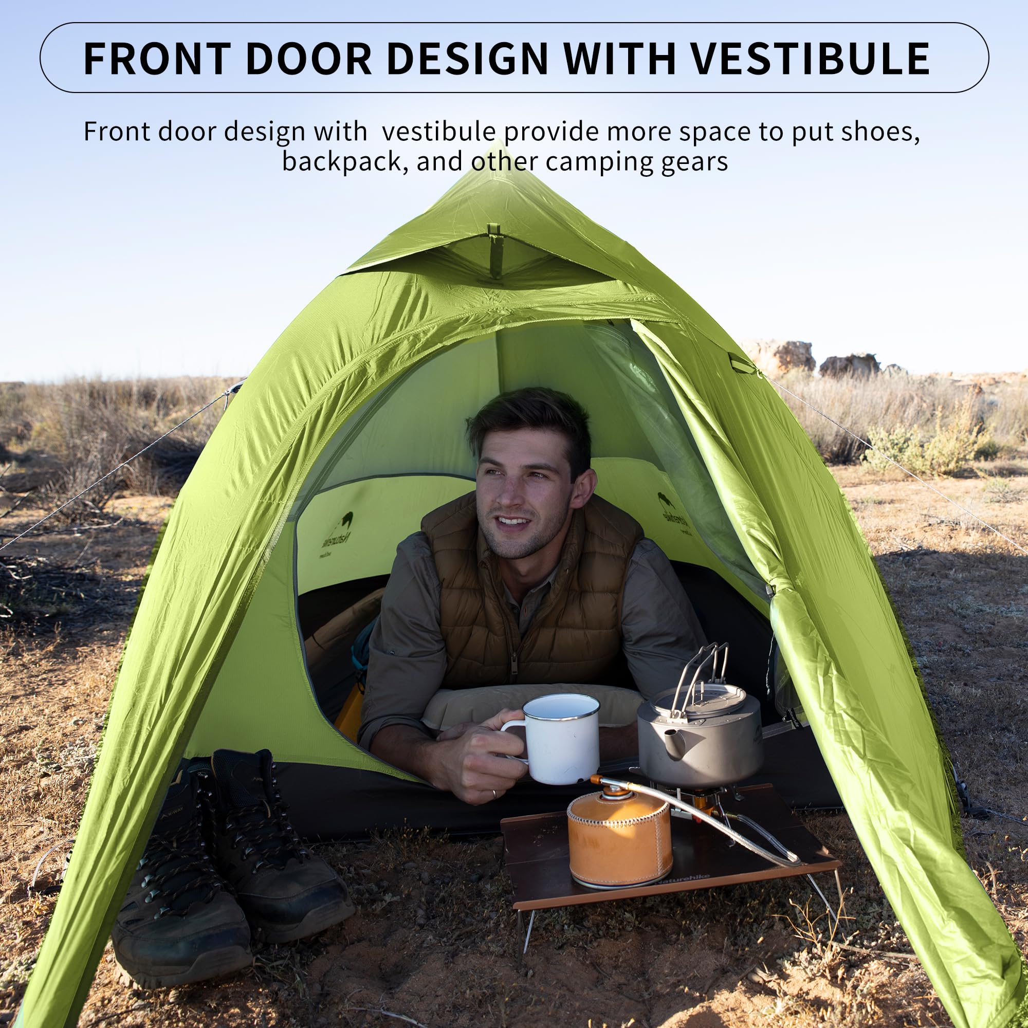 Naturehike Cloud-Up 1 Person Tent Lightweight Backpacking Tent for One Man, Wate